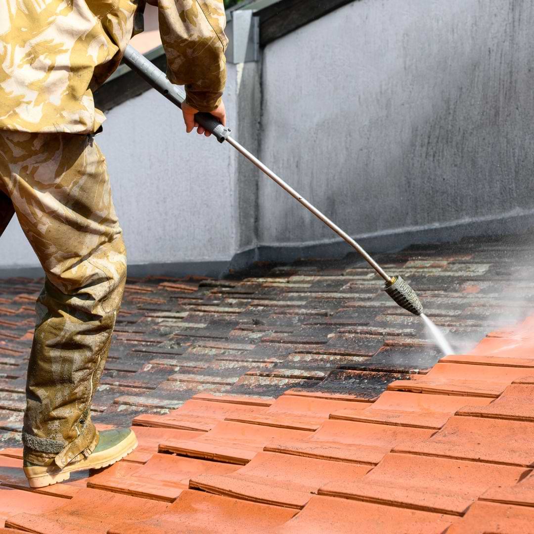 Ppressure washing roof tiles